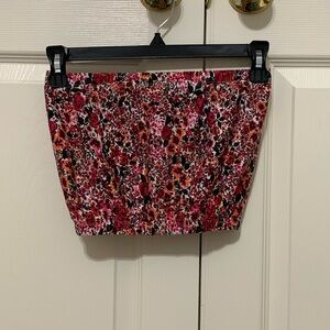 Topshop Size 2 Tube Top with Pink Floral Pattern